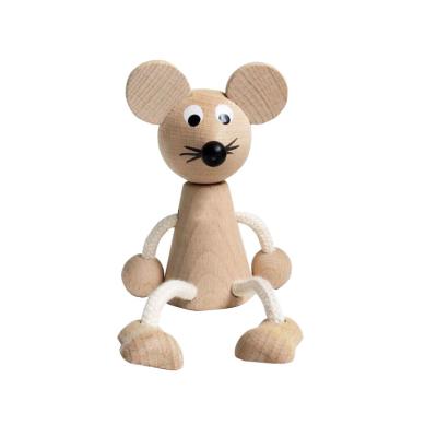 China 100% Handmade Natural Wood Craft Living Room Decoration Beech Mouse Wooden Craft Ornaments for sale