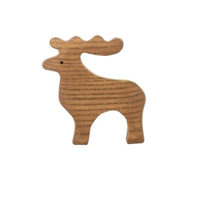 China Kids 2~6+ Playing Colorful Beech Wood Reindeer Deer Toddler Educational Forest Animal Deer Stained Animal Toys for sale