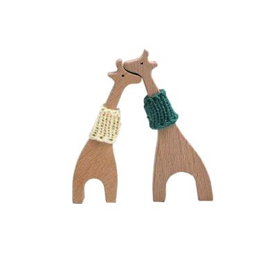 China Kids 2~6+ Playing Beech Forest Animal Giraffe Craft Decoration Toddler Natural Wooden Giraffe Educational Toys for sale