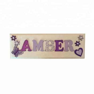 China Crafts Handmade Nursery Decorative Personalized Wooden Name Door Plaques for sale