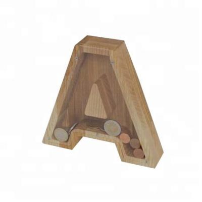 China Handmade Wooden Letter A Money Saving Box A Shape Money Bank Letter A Coin Bank A Piggy Bank for sale