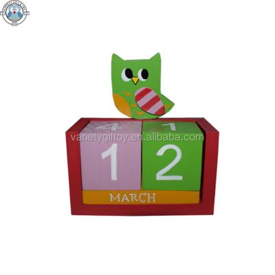 China Europe owl wooden calendar for kids home decoration for sale