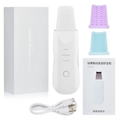 China 2021 Newest Ion Spa Peeling Pores Dirt Ultrasonic Spatula Stainless Steel Skin Facial Scrubber Exfoliators for sale