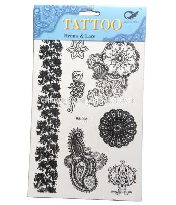 China 2022 Temporary Hot Sale High Quality Fashionable Style Black And White (Inside) Henna And Lace Tattoo Sticker for sale