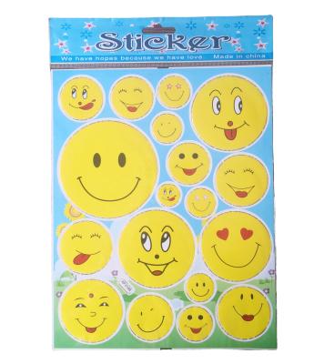 China Used Repeatedly 2022 OEM Waterproof Wholesale Custom Smile Face Sticker Removable Cartoon Wall Mirror Sticker Cheap for sale