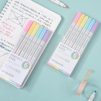 China Languo 6 natural color highlighter for students, teachers and adults to take nThe fluorescent pen that shields an eye multi-color pen for sale