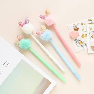 China Normal Cute Shining Cute Silicone Gel Pen Cartoon Rabbit Rabbit Head Pen Creative Design for sale