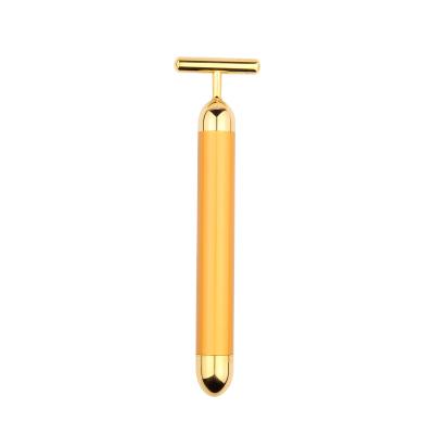 China Household 24K Gold Face Massager Anti Aging Vibration Face Stick Beauty Skin Care Beauty Skin Care T-Type Electric Massager for sale