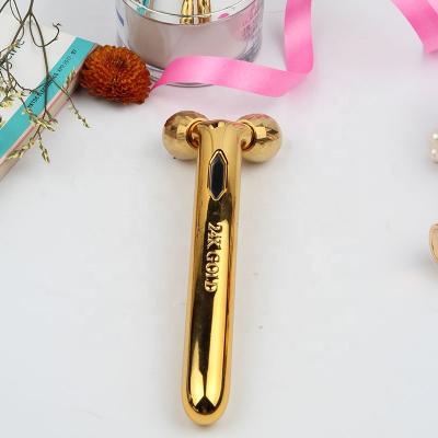 China Skin Tightening Factory Sale Beauty Bar 24k Gold Pulse Massager 3d facelift mini facial roller for sale