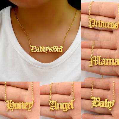 China CLASSIC Stainless Steel Babygirl Honey Daddy Honey Princess Angel Name Necklace Hypoallergenic Tarnish Free Jewelry For Women for sale