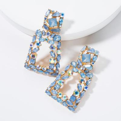 China New Fashion Environmentally Friendly Colorful Jewelry Statement Diamond Crystal Stud Earrings For Women for sale