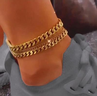 China FASHIONABLE Adjustable Size 18k Stainless Steel Cuban Link Anklet Bracelet Anklet for sale