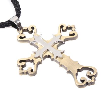 China Simple retro hollow carved pendant cross pendant wholesale alloy fittings QNN4018 for sale