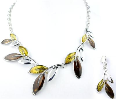 China High-grade alloy rhinestone necklace earrings brown leaf drip necklace fashion jewelry accessories BJX4338 for sale