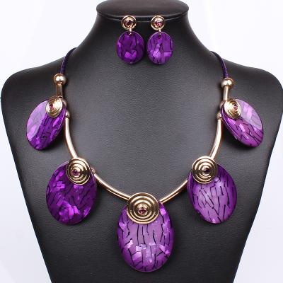 China Egg-shaped necklace High-end multi-colored resin earrings necklaces Thread Necklace Spiral necklace MD1425 for sale