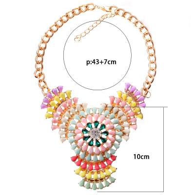 China Ra necklace Round Necklace Titan earrings Colorful zinc alloy diamond clavicle chain MD1434 for sale