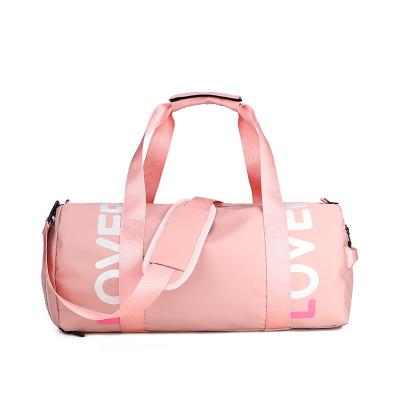 China Universal Custom Barrel Shape Large Capacity Girls Sports Duffle Travel Gym Wet Dry Bag With Shoes Compartment for sale