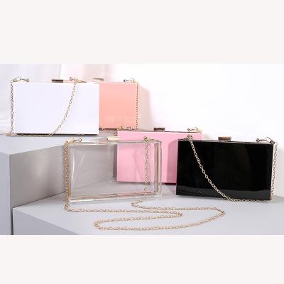 China New Arrival Hard Selling Ladies Acrylic Cross Body Evening Clutch Box Handbags With Chain for sale