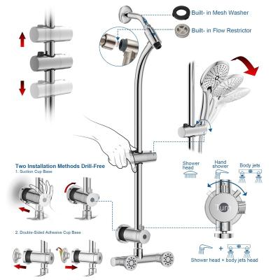 China With Sliding Bar Bathroom Chrome Hand Pouring Water Fall Sprayer Set ABS Portable WC Toilet Shower for sale