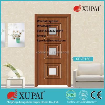 China Hot Sale Modern PVC Doors with Matte Glass for Romania Nigeria Apartment Door Area Wood Interior Door and Windows for sale