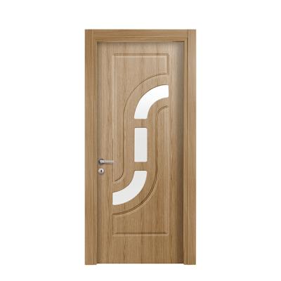 China Latest Swing Design Modern Style Water Resistant Interior Frosted Glass PVC Bathroom Door for sale