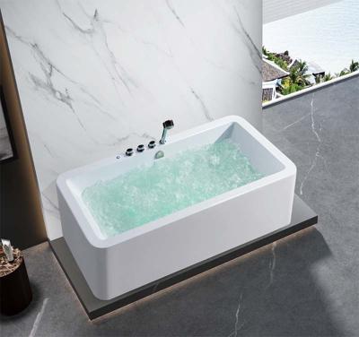 China Hotel Modern Square Bathroom Freestanding Acrylic Bathtub For Full Water for sale