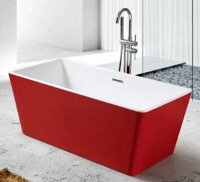 China Women Freestanding Modern Square Bathroom Red Color Acrylic Bathtub For Home for sale