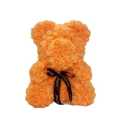 China Valentine Gift Hot Selling 40Cm 25Cm Rose Bear Valentines Foam Artificial Flowers Rose Bear Red Heart Gifts for sale