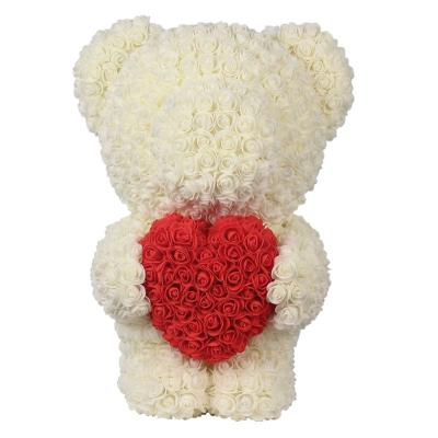 China Best Selling Valentine's Day Girlfriend Birthday Teddy Bear Flower Rose Bear Gift With Heart In Gift Box for sale