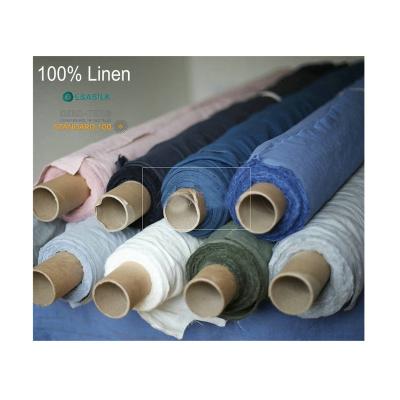 China Breathable In Enzyme Wash Running Soft Plain Dyed Stonewashed Suit 100% Linen Fabric For Garment for sale