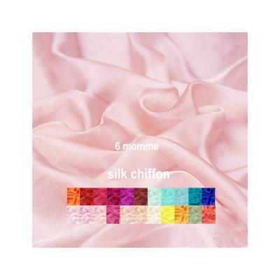 China 30 Colors Breathable 6 Mm Wholesale Pure Silk Chiffon Fabric Use Scarf Dress for sale