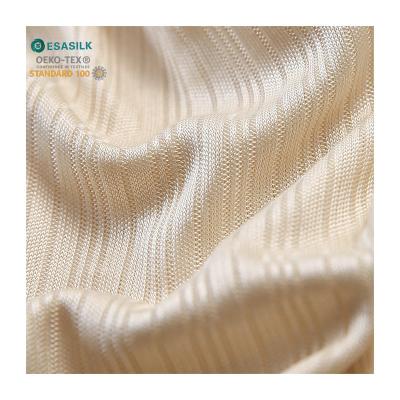 China Stretch 100% Mulberry Silk Jersey Fabric Interlock Knitted Silk Fabric for sale