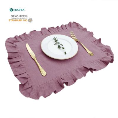 China Disposable Multi Color Ruffle Napkin 100% Linen Napkins Natural Wedding Napkin for sale