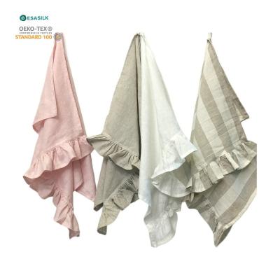 China Disposable Square 100% Ruffled Linen Napkin,lruffle Style 100% Linen Dinner Napkin Solid Color for sale