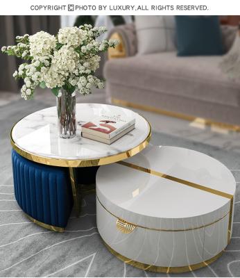 China Marble modern luxury round coffee table round coffee table Nordic combined multifunctional coffee table postmodern simple living room for sale