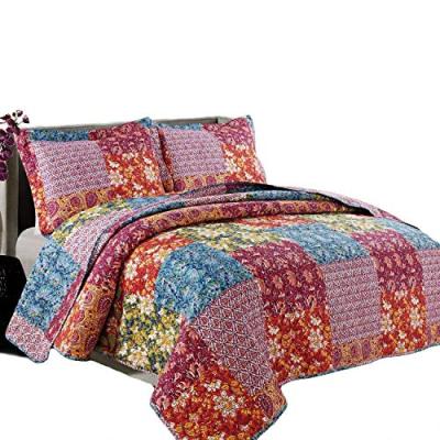 China Factory Wholesale Soft Patchwork Amazon Queen Cotton Comforter Good Quality Reversible Bedspread Set for sale