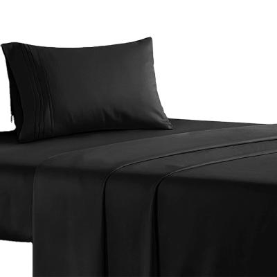 China Black Anti Dust Mites Amazon Customed Hotel Sheet Egyptian Cotton Series 4 Pice Set Fitted Sheet Pillowcase for sale