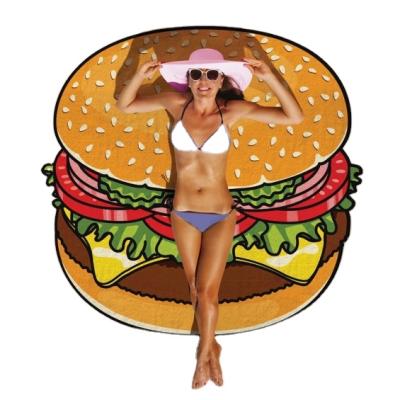 China Funny Amazon Compressed Gift Food Fruit Burger Pineapple Donut Shape Beach Towel Microfiber Custom for sale