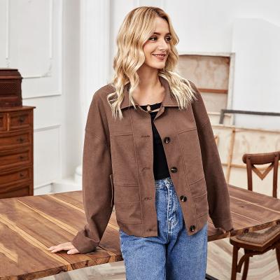 China Autumn Casual Sustainable Fashion Jacket Women Solid Shirt Style Turn Down Collar Button Down Coat For Ladies for sale