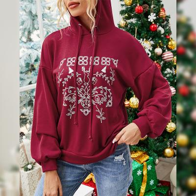 China New Design Autumn Clothing Coat Street Hoodie Long Sleeve Christmas Print Hoodies Fashion Breathable Casual Loose Solid Hoodie For Women for sale