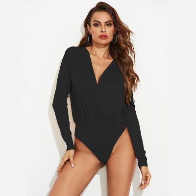 China New Breathable Fashion Women Clothing Jumpsuits Bottoming One Piece Top For Sexy V-Neck Street Women Long Sleeve Overalls for sale