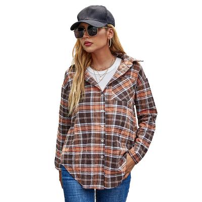 China Wholesale High Quality Breathable Fashion Women Clothing Plaid Printed Long Sleeve Casual Street Stylish Buttons Shirts For Women for sale