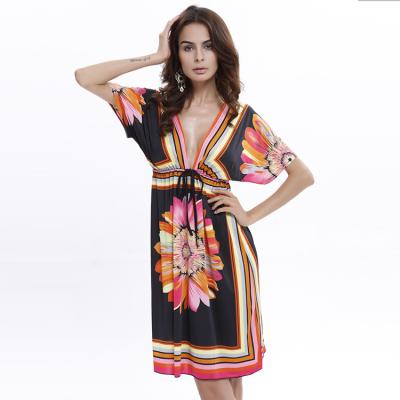 China Women's Breathable Vintage Vestido Summer Ruffle Cutout Lady Floral Print Mini Bohemian Boho Dress Vestido Summer Ruffle for sale