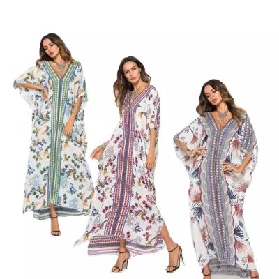 China Fashion Summer Women's Breathable Dresses Plus Size Casual Style Printed Long Bridesmaids Dresses Beach Dress for sale