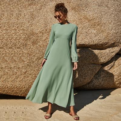 China Women's Maxi Dress Bodycon Elegant Ladies Party Chiffon Solid Casual Dress Breathable Autumn Casual Summer Long O Neck Dress For Women for sale