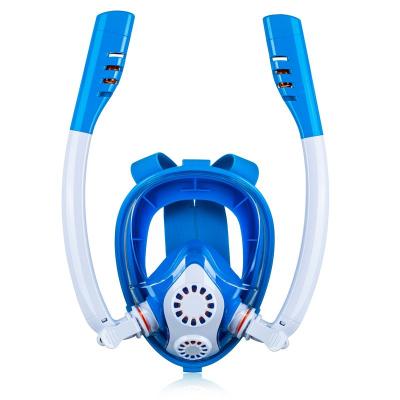 China Double Tube Mask Manufacturer 180 Degree Two Tube Scuba Diving Mask Full Face Scuba Intake Sets For Kids And Adults for sale