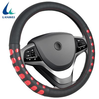 China Factory New Design PU 38CM8.2CM TPR Durable Leather Material Car Steering Wheel Cover Ring for sale