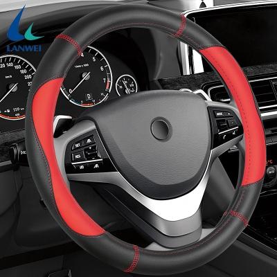 China Factory wholesale price 38CM8.2CM width TPR ring durable PU leather universal car steering wheel cover for sale