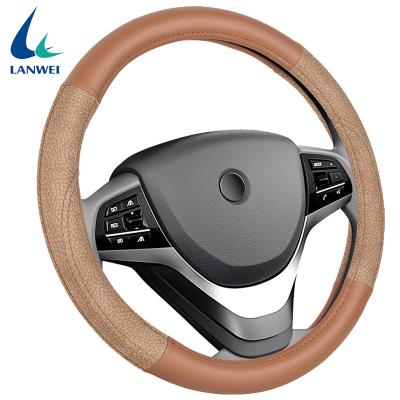 China Comfortable Non-slip General Can Be Customized Lychee Pattern PU Leather Car Steering Cover for sale