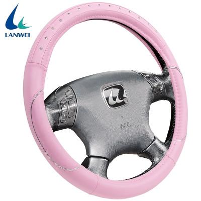 China 2020 Comfortable Auto Car Decorate Diamond Leather Car PU PVC Steering Wheel Cover for sale